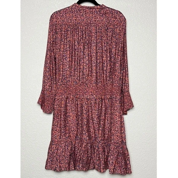 REBECCA MINKOFF Ruffle Hem Smocked Tie Waist Long Puff Sleeve Floral Dress XXL - Picture 8 of 14